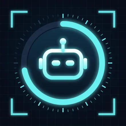 Siegegrid app icon: a glowing bot inside a neon progress ring